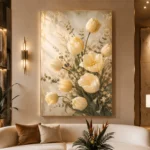 Ivory Tulip Bouquet Flower Wall Art Canvas Print - Image 3