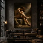 Hourglass Male Figure Classical Nude Wall Art Canvas Print - Image 4