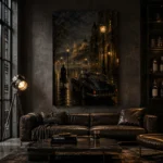Riverside Noir Movie Wall Art Canvas Print shown in a warm modern interior