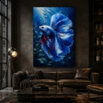 Blue Betta Fish Underwater Wall Art Canvas Print - Image 4