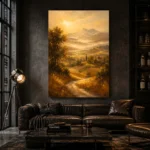 Golden Tuscan Valley Landscape Wall Art Canvas Print - Image 4