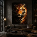 Golden Tiger Animal Wall Art Canvas Print - Image 3