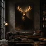 Golden Stag Animal Wall Art Canvas Print - Image 3