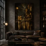 Rainy Budapest Boulevard Cinematic Cityscapes Canvas Print - Image 4