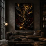 Golden Vortex Abstract Wall Art Canvas Print - Image 5