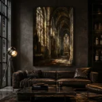 Gothic Cathedral Interior Architecture Wall Art Canvas Print - Image 4