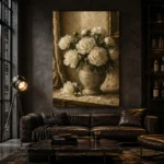 White Peonies Dining Room Wall Art Canvas Print - Image 3