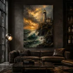 Lighthouse Cliff Sea Wall Art Canvas Print - Image 4