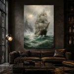Stormbound Tall Ship Sea Wall Art Canvas Print - Image 4