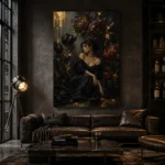 Midnight Bloom Muse Black & Gold Wall Art Canvas Print - Image 4