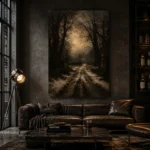 Moonlit Manor Path Cinematic Cityscapes Canvas Print - Image 4