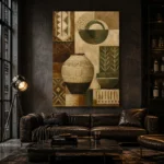 Olive Ceramic Vessel Ethnic Wall Art Canvas Print - Image 4