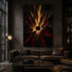 Golden Eclipse Abstract Wall Art Canvas Print - Image 4