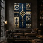 Indigo Heritage Pattern Ethnic Wall Art Canvas Print - Image 3