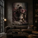 Candlelit Roses Gothic Wall Art Canvas Print - Image 4