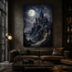Moonlit Gothic Castle Gothic Wall Art Canvas Print - Image 4