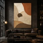 Terracotta Balance Minimalist Wall Art Canvas Print shown in a warm modern interior