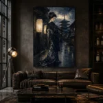 Midnight Kyoto Street Japanese Geisha Art Canvas Print - Image 4