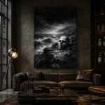 Skull Coast Monochrome Wall Art Canvas Print - Image 4