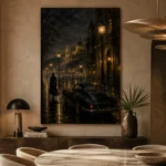 Riverside Noir Movie Wall Art Canvas Print presented in a sophisticated home setting