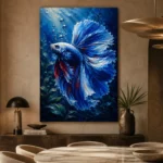 Blue Betta Fish Underwater Wall Art Canvas Print - Image 5