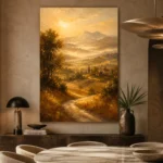 Golden Tuscan Valley Landscape Wall Art Canvas Print - Image 6