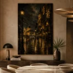 Rainy Budapest Boulevard Cinematic Cityscapes Canvas Print - Image 5