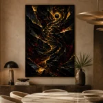 Golden Vortex Abstract Wall Art Canvas Print - Image 4