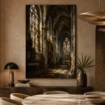 Gothic Cathedral Interior Architecture Wall Art Canvas Print - Image 5