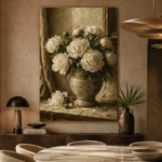 White Peonies Dining Room Wall Art Canvas Print - Image 7