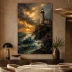 Lighthouse Cliff Sea Wall Art Canvas Print - Image 5