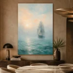 Misty Sailing Ship Sea Wall Art Canvas Print - Image 5