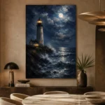 Moonlit Lighthouse Sea Wall Art Canvas Print - Image 5