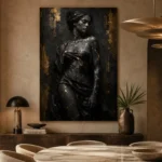 Obsidian Veil Muse Black & Gold Wall Art Canvas Print - Image 6