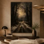 Moonlit Manor Path Cinematic Cityscapes Canvas Print - Image 5