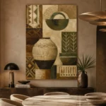 Olive Ceramic Vessel Ethnic Wall Art Canvas Print - Image 5
