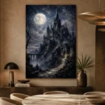 Moonlit Gothic Castle Gothic Wall Art Canvas Print - Image 5