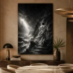 Veiled Coastal Figure Monochrome Wall Art Canvas Print - Image 5
