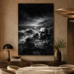 Skull Coast Monochrome Wall Art Canvas Print - Image 5