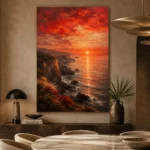 Coastal Sunset Dining Room Wall Art Canvas Print presented in a sophisticated home setting