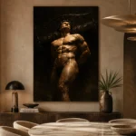 Chiaroscuro Male Figure Classical Nude Wall Art Canvas Print presented in a sophisticated home setting