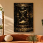 Antique Hourglass Dark Academia Wall Art Canvas Print showcased in an elegant minimalist interior