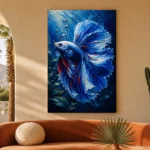 Blue Betta Fish Underwater Wall Art Canvas Print - Image 6