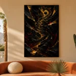 Golden Vortex Abstract Wall Art Canvas Print - Image 6