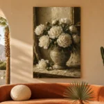 White Peonies Dining Room Wall Art Canvas Print - Image 5
