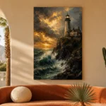 Lighthouse Cliff Sea Wall Art Canvas Print - Image 6