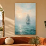 Misty Sailing Ship Sea Wall Art Canvas Print - Image 6