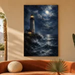 Moonlit Lighthouse Sea Wall Art Canvas Print - Image 6
