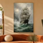 Stormbound Tall Ship Sea Wall Art Canvas Print - Image 6