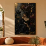 Midnight Bloom Muse Black & Gold Wall Art Canvas Print - Image 7